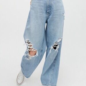 BDG Rih Extreme Baggy Jeans Women's Size 30 Denim Distressed Barrel Urban Skater